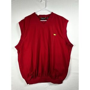 Masters Collection Red Golf Vest XL Sleeveless Pullover Windbreaker Augusta Logo